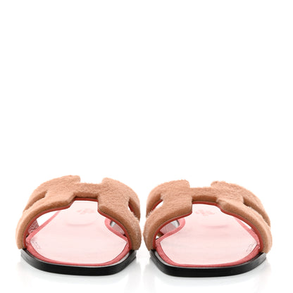 Hermes Mink Fur Oran Sandals 37 Blush Gris Fume 2 of 8