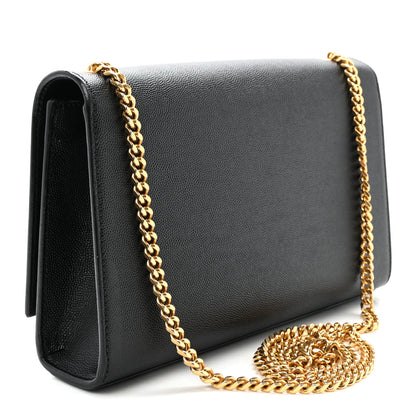 Saint Laurent Grain De Poudre Medium Classic Monogram Kate Satchel Black 3 of 9
