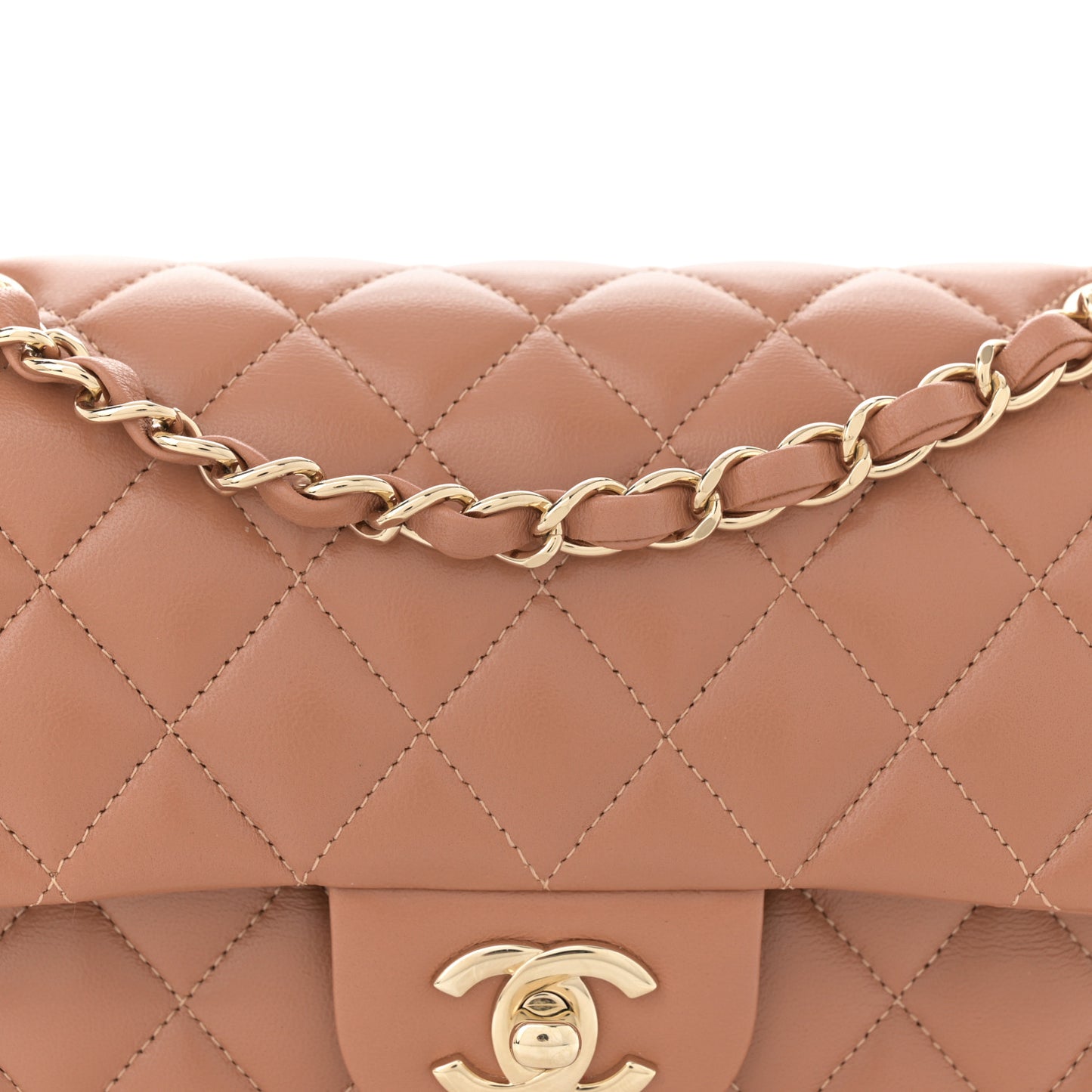 Lambskin Quilted Small Double Flap Brown