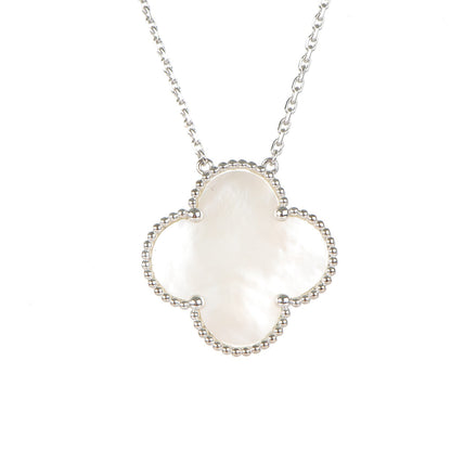 Van Cleef & Arpels 18K White Gold Mother of Pearl Magic Alhambra Pendant Necklace 3 of 6