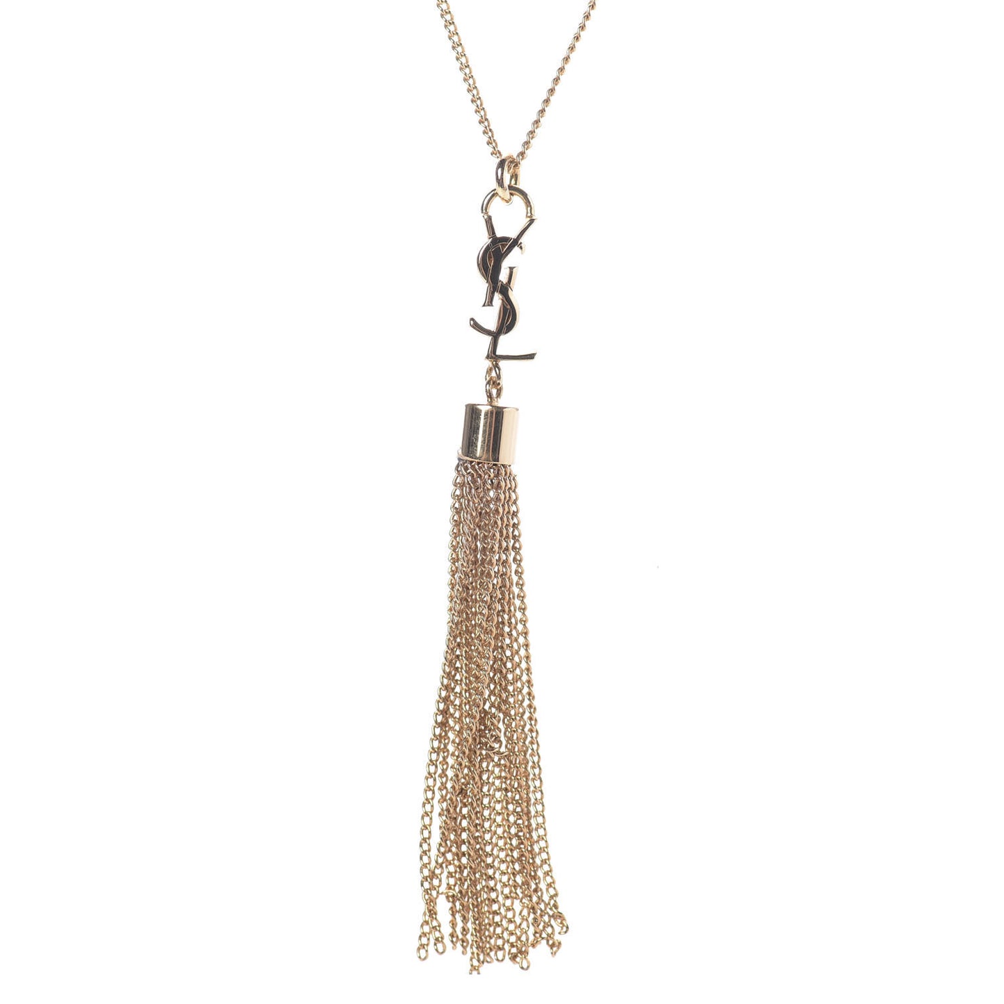 Brass Monogram Tassel Necklace Gold