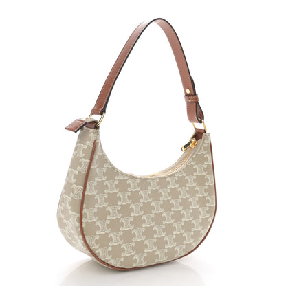 Celine Canvas Calfskin Ava Triomphe Shoulder Bag Grege 3 of 12