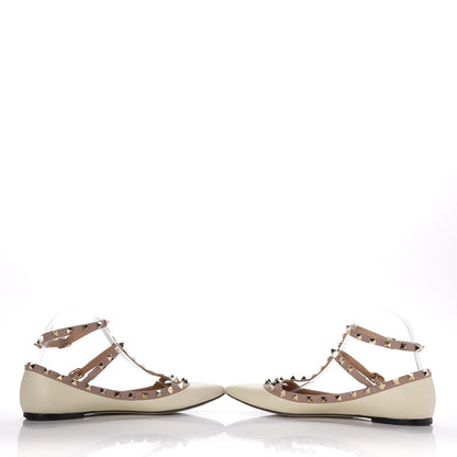 Valentino Garavani Calfskin Rockstud Cage Ballerina Flats 40 Light Ivory Poudre 6 of 15