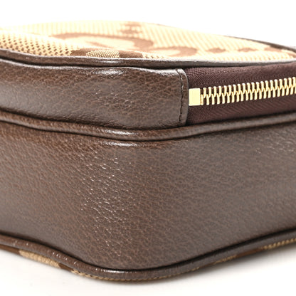 Gucci Monogram Jumbo GG Textured Dollar Calfskin Web Shoulder Bag Camel Ebony New Acero 11 of 12