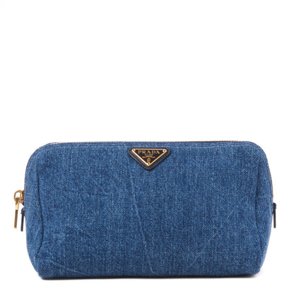 Prada Denim Cosmetic Pouch Bleu 1 of 8