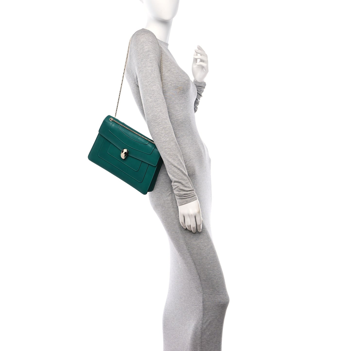 Calfskin Serpenti Forever Shoulder Bag Emerald Green
