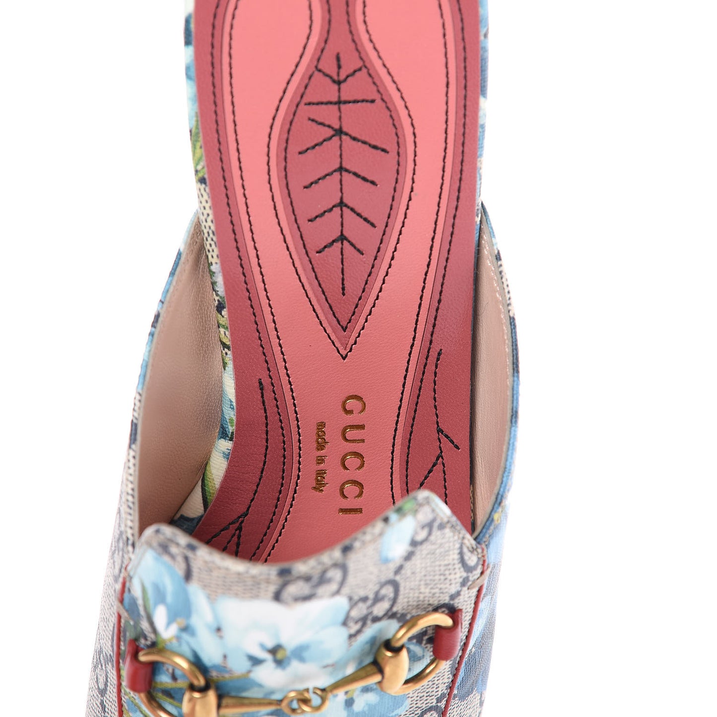 GG Supreme Monogram Blooms Womens Princetown Slippers 40.5 Beige Blue Navy Hibiscus Red