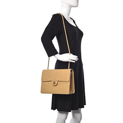 Chanel Caviar Stitched Jumbo Single Flap Beige 2 of 14
