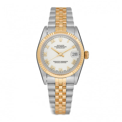 Rolex Stainless Steel 18K Yellow Gold 31mm Oyster Perpetual Datejust Watch White Roman 68273 1 of 4