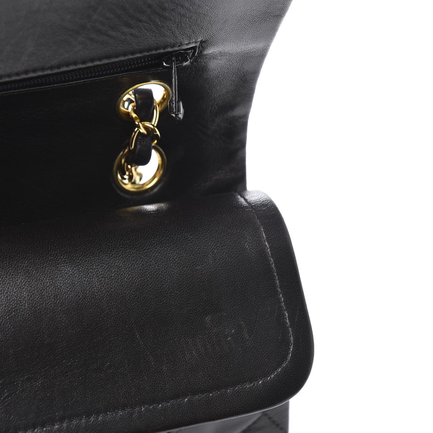 Lambskin Quilted Medium Double Flap Black