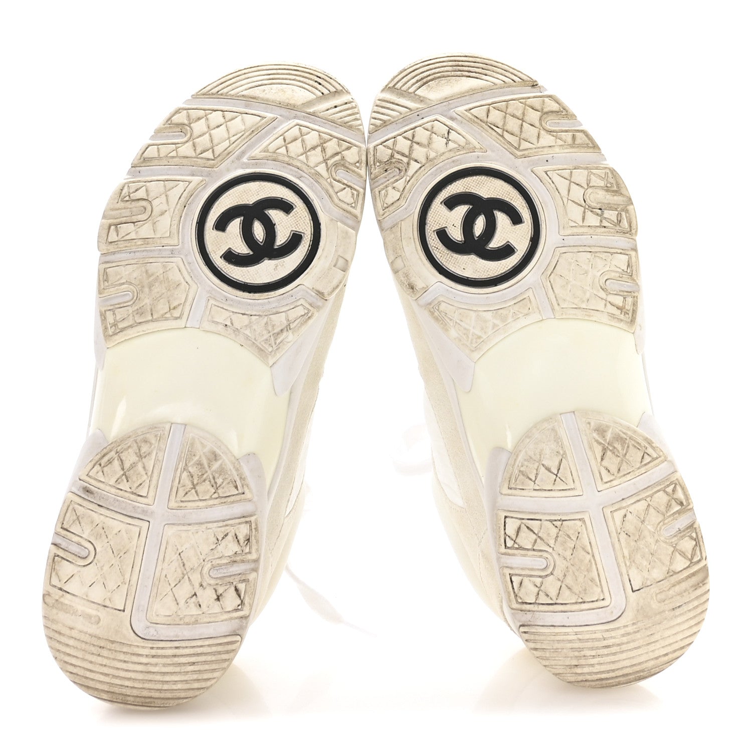 Chanel Suede Calfskin Fabric CC Sneakers 36 White 6 of 8