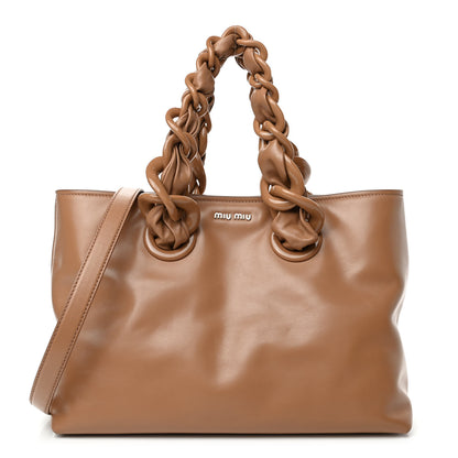 Miu Miu Soft Calf Chain Tote Caramel 1 of 4
