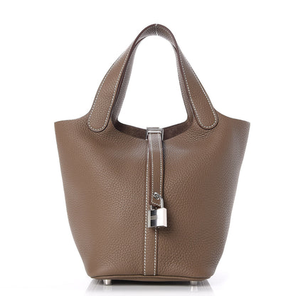Hermes Taurillon Clemence Picotin Lock 18 PM Etoupe 1 of 8