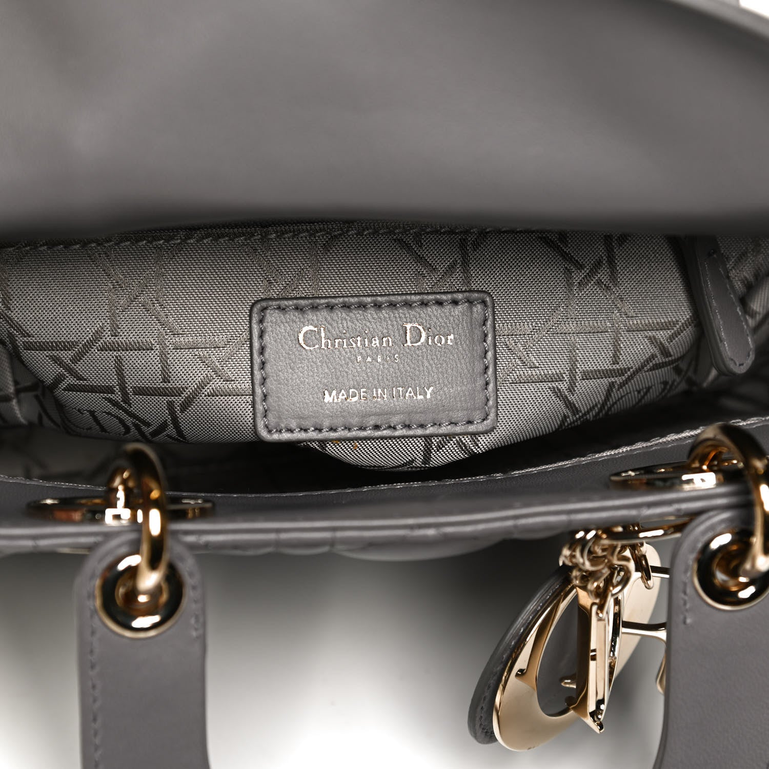 Christian Dior Lambskin Cannage Small Lucky Badges My Lady Dior Grey 6 of 9
