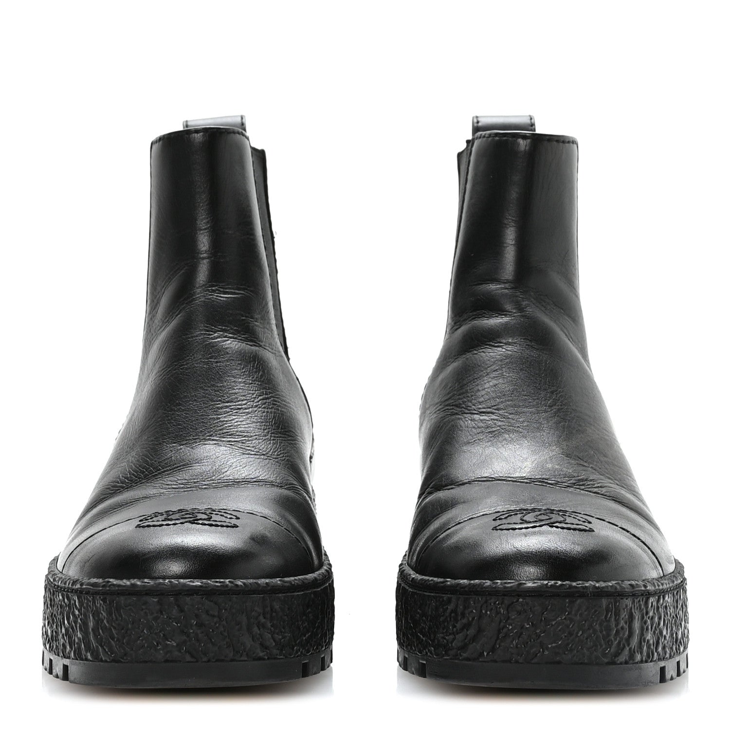 Chanel Calfskin Cap Toe CC Ankle Boots 37 Black 1821375 – FASHIONPHILE
