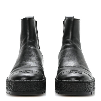 Chanel Calfskin Cap Toe CC Ankle Boots 37 Black 3 of 8