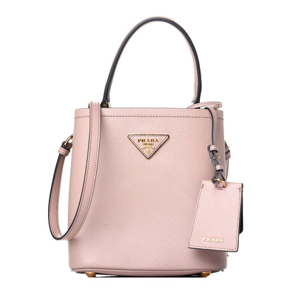 Prada Saffiano Cuir Calfskin Small Panier Bucket Bag Cipria Black 1 of 9