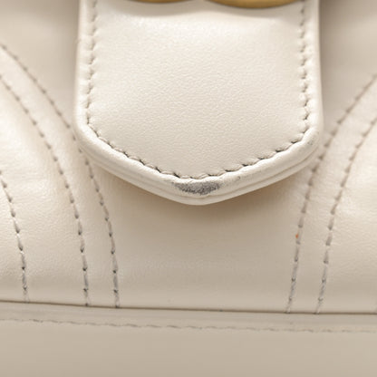 Gucci Calfskin Matelasse Mini GG Marmont Top Handle Shoulder Bag White 16 of 16