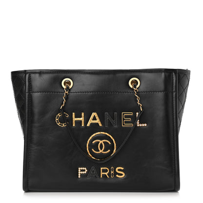 Chanel Aged Calfskin Small Charms Deauville Tote Black 1 of 10