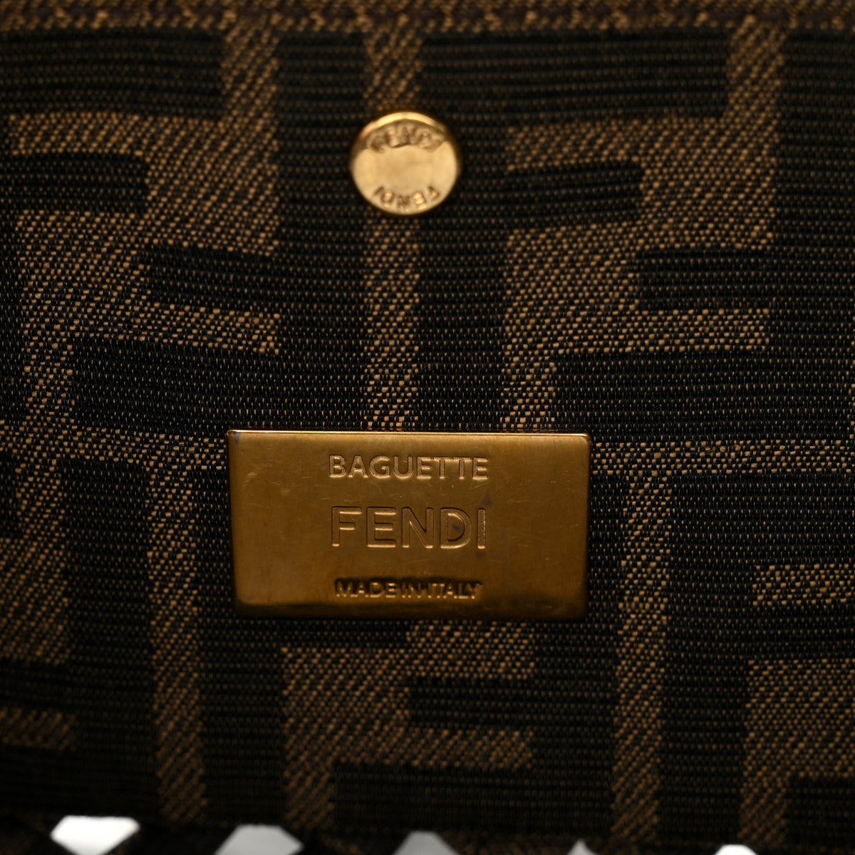 Fendi Fabric Jacquard FF 1974 Woven Knotted Baguette Tobacco Moro 6 of 9