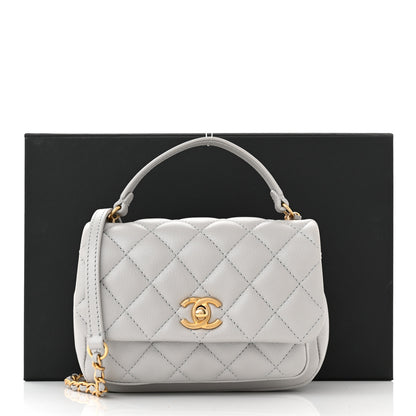 Chanel Calfskin Quilted Top Handle Flap Light Grey 11 of 11