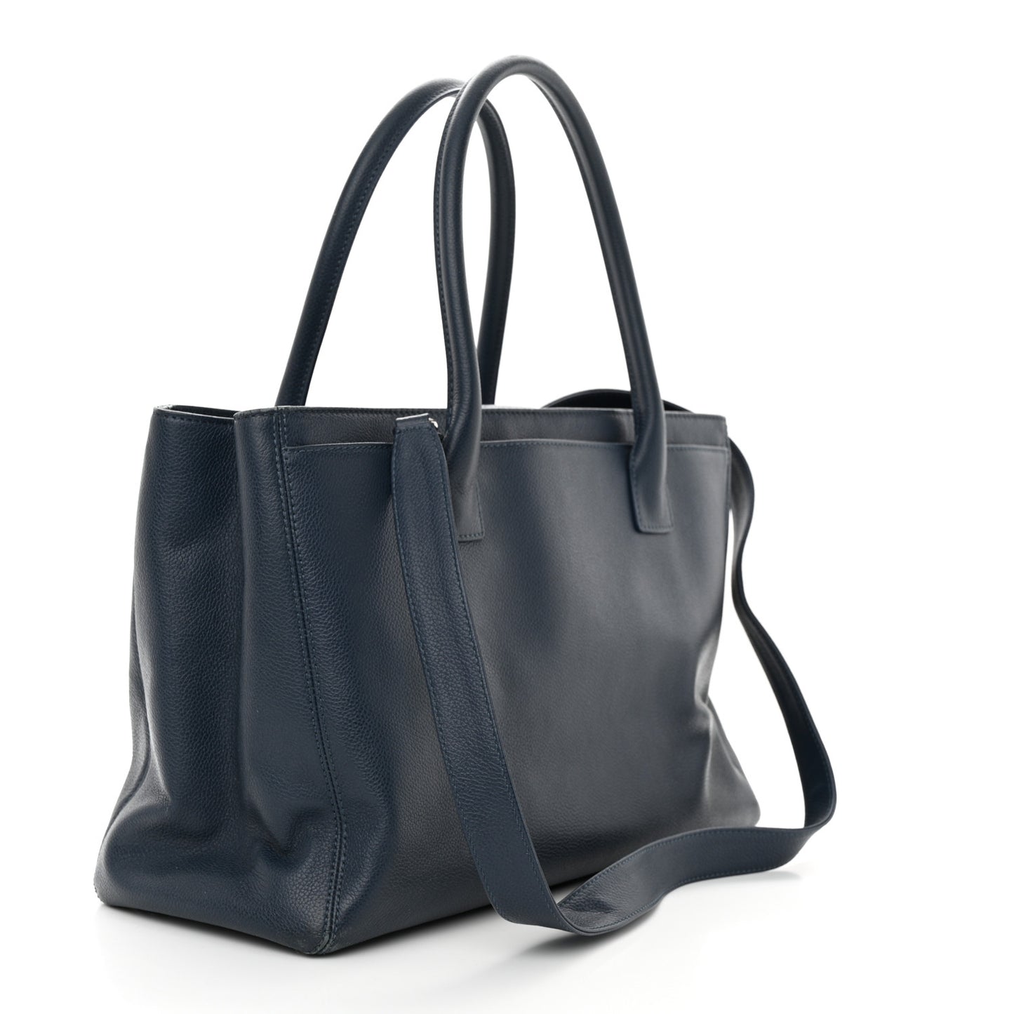 Calfskin Cerf Executive Shopper Tote Blue