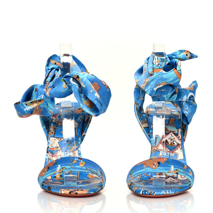 Christian Louboutin Crepe Satin Greekaba Du Desert 100 Sandal 38 Blue Multicolor 2 of 7