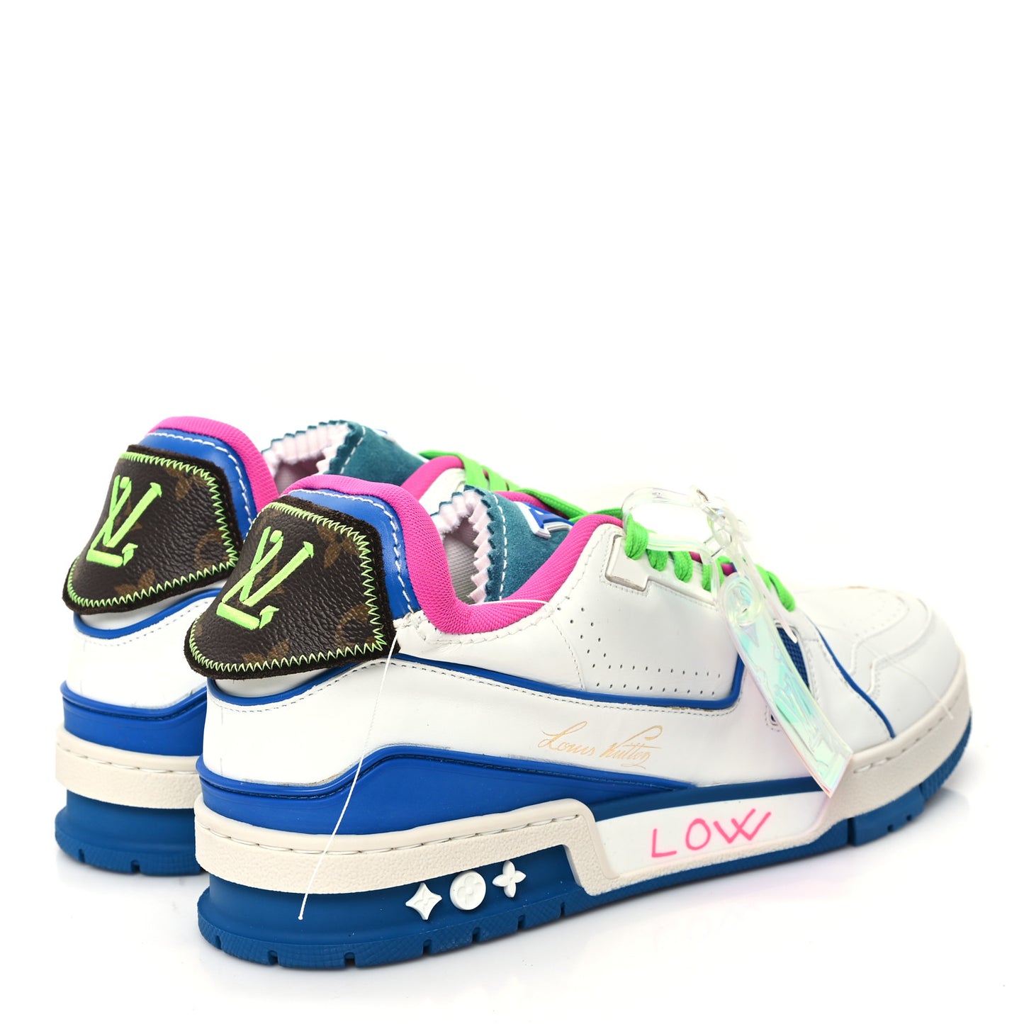 Calfskin Monogram Walk In The Park Mens LV Trainer Sneakers 9 Blue Multicolor