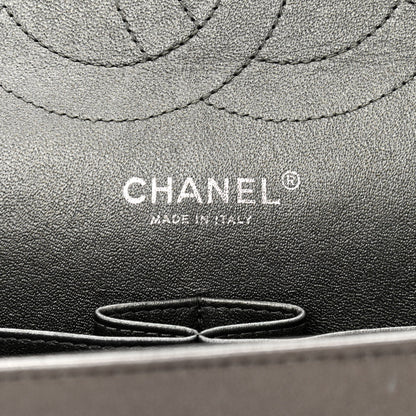 Chanel Metallic Perforated Lambskin Quilted Jumbo Double Flap Dark Silver 6 of 11