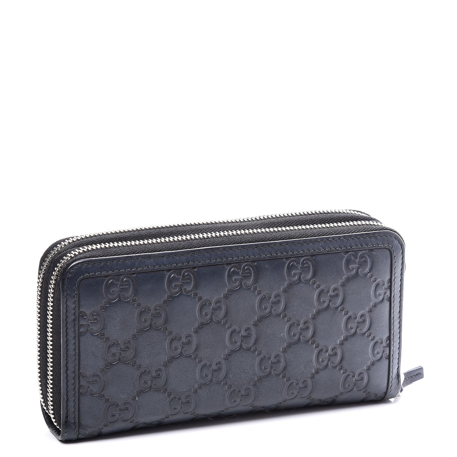 Gucci Guccissima Large Double Zip Around Wallet Black 2 of 11