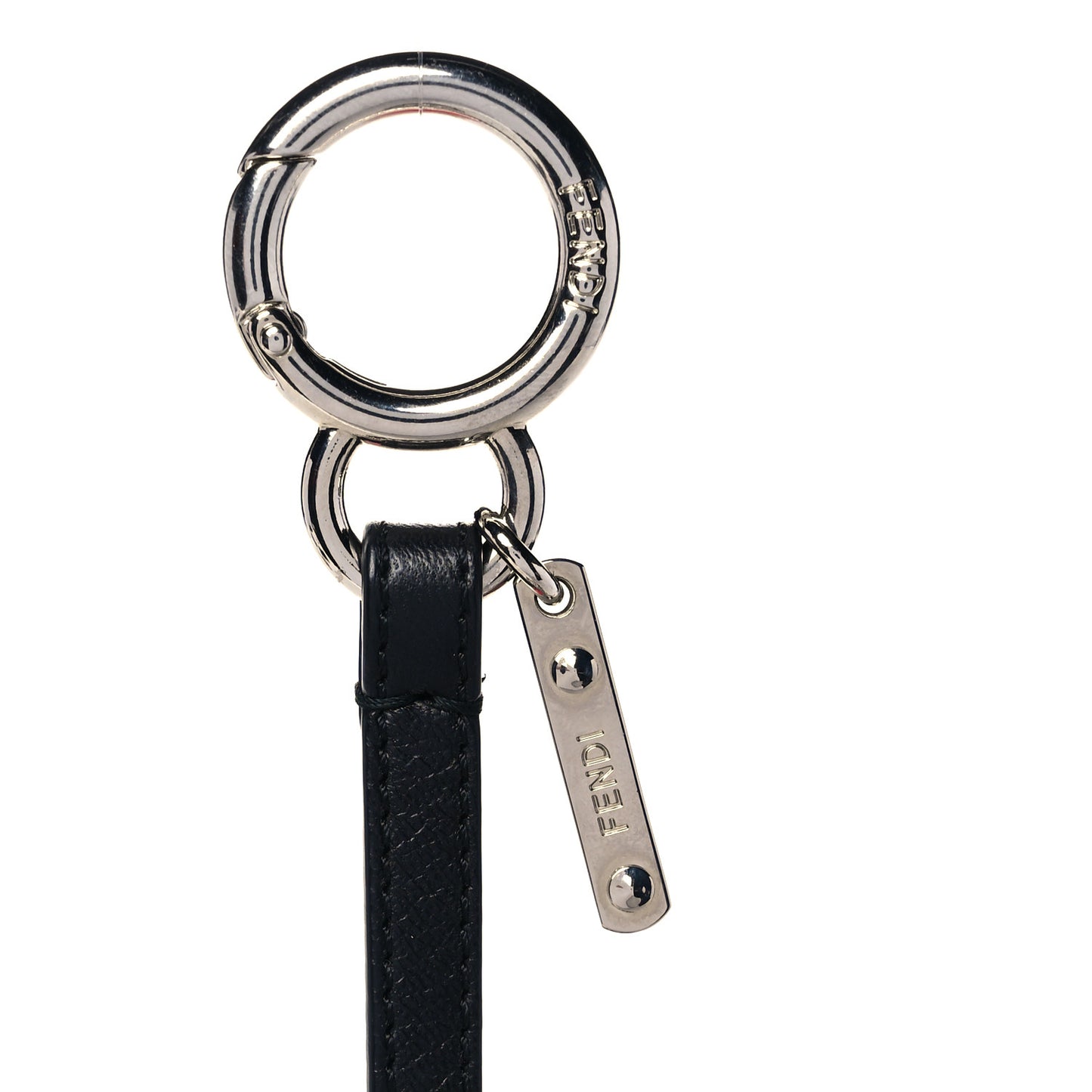 Shiny Nappa Goat Fox Fur Studded Punkito Karlito Bag Charm White Black Azalea