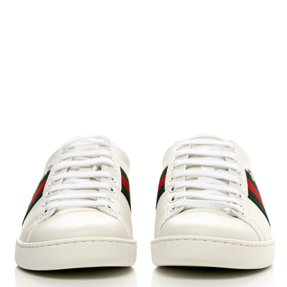 Gucci Calfskin Web Pig Kitten Embroidered Womens Ace Sneakers 37.5 White 2 of 9
