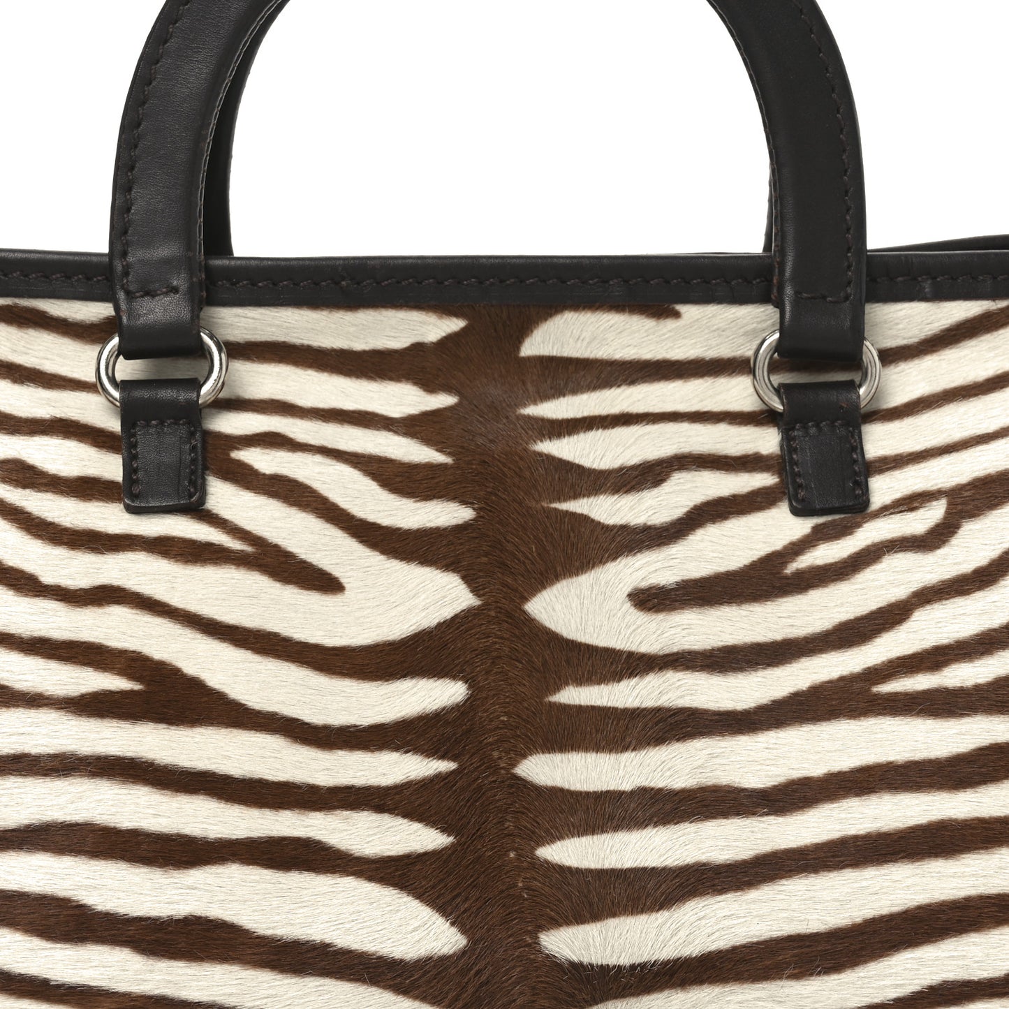 Calf Hair Zebra Print Tote White Moro