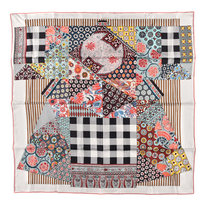 Hermes Silk L'Art du Sarasa Scarf 90 White Vieux Rose 1 of 3