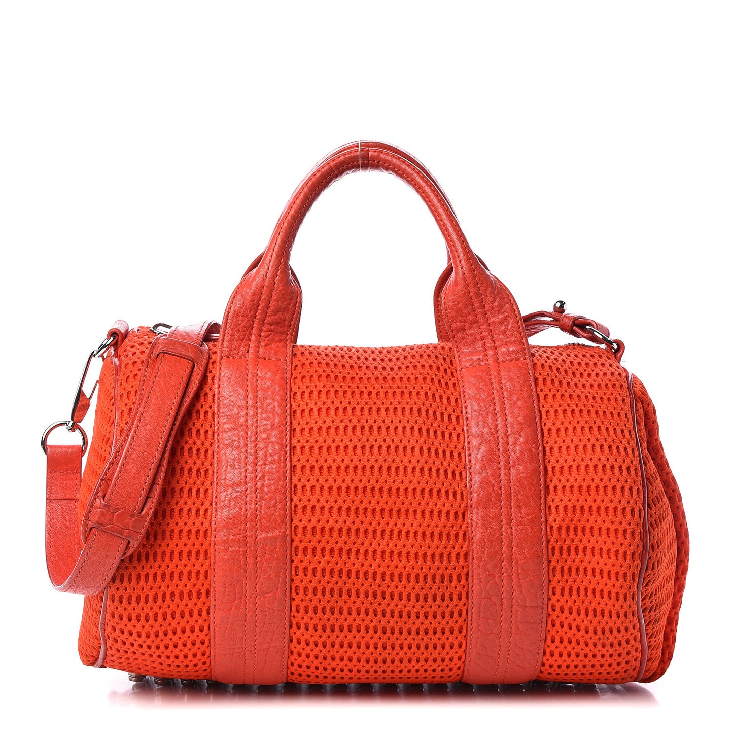 Pebbled Lambskin Woven Rocco Red Silver Hardware