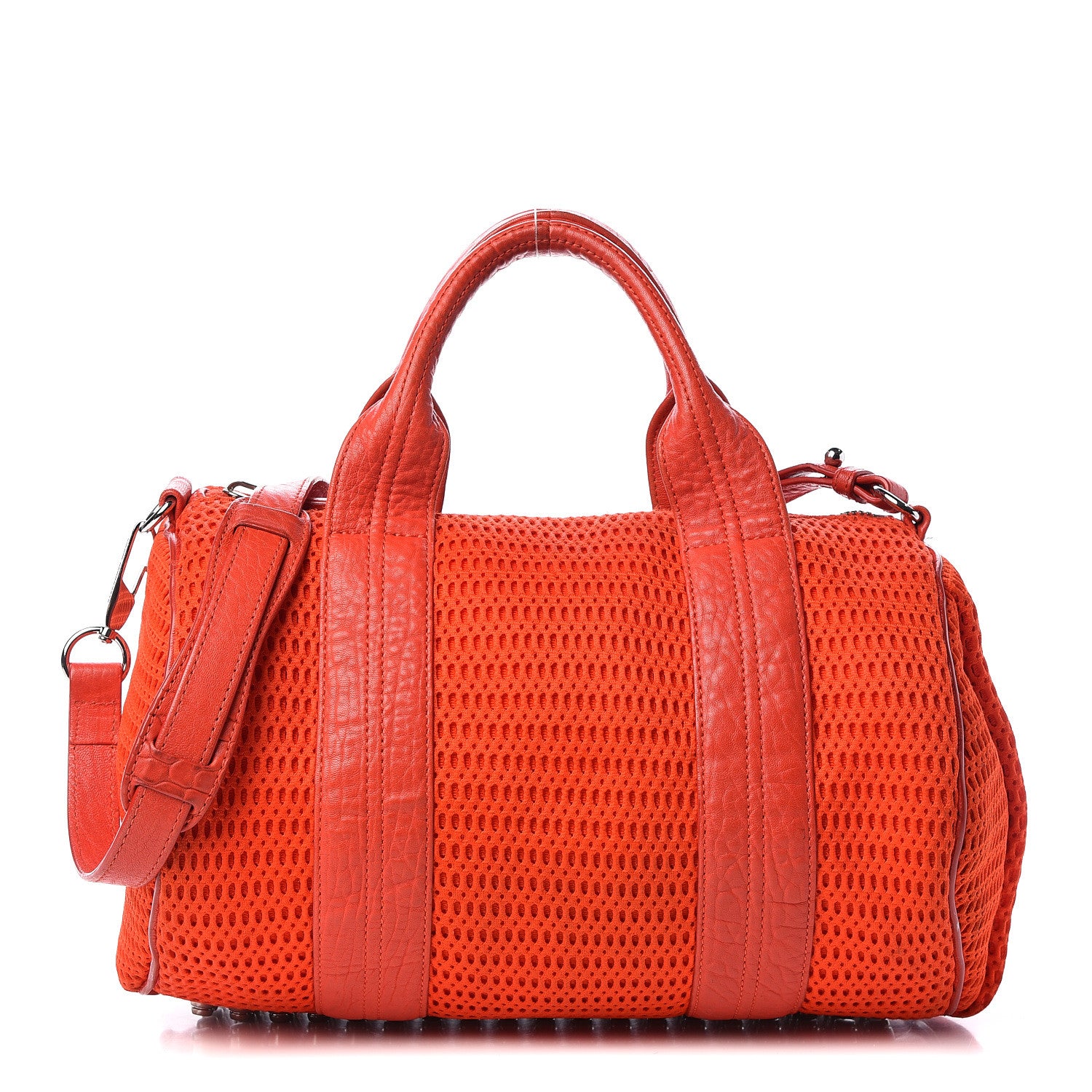 Alexander Wang Pebbled Lambskin Woven Rocco Red Silver Hardware 1 of 11