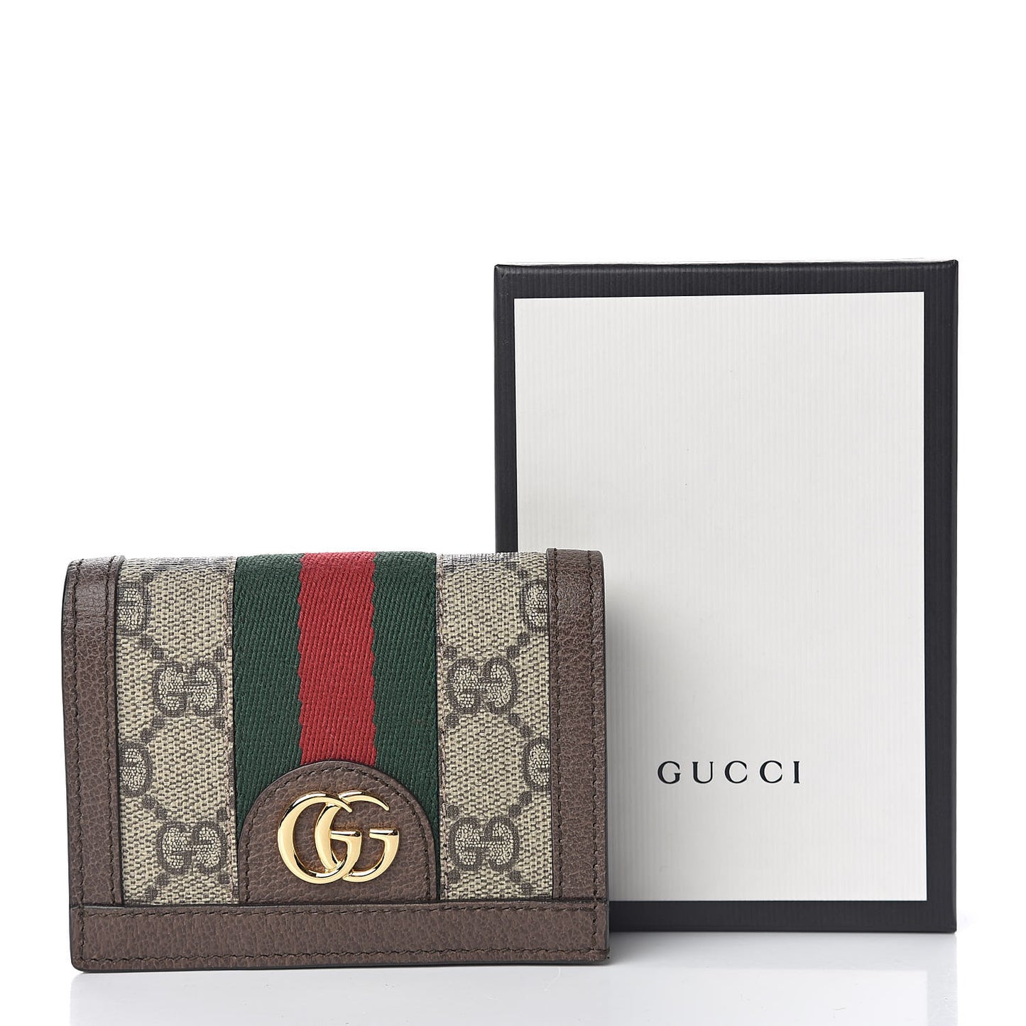 GG Supreme Monogram Web Ophidia Card Case Beige New Acero