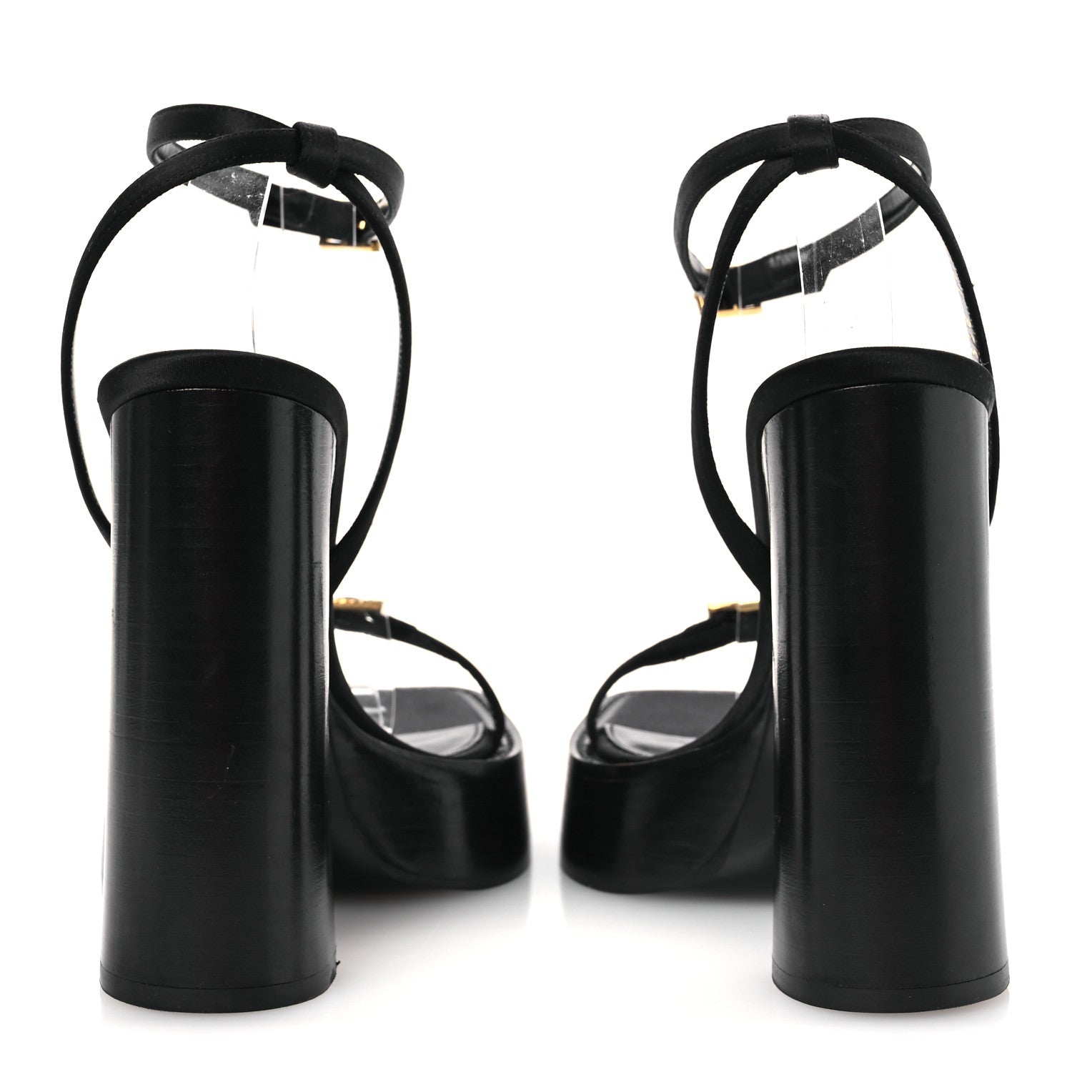 Saint Laurent Calfskin Platz 105 Platform Sandals 38 Black 6 of 10
