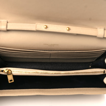 Saint Laurent Grain De Poudre Matelasse Chevron Monogram Chain Wallet Nude Powder 5 of 9