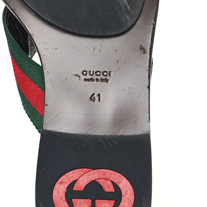 Gucci Nylon Calfskin Web GG Monogram Womens Thong Sandals 41 Green Red Cocoa 7 of 10