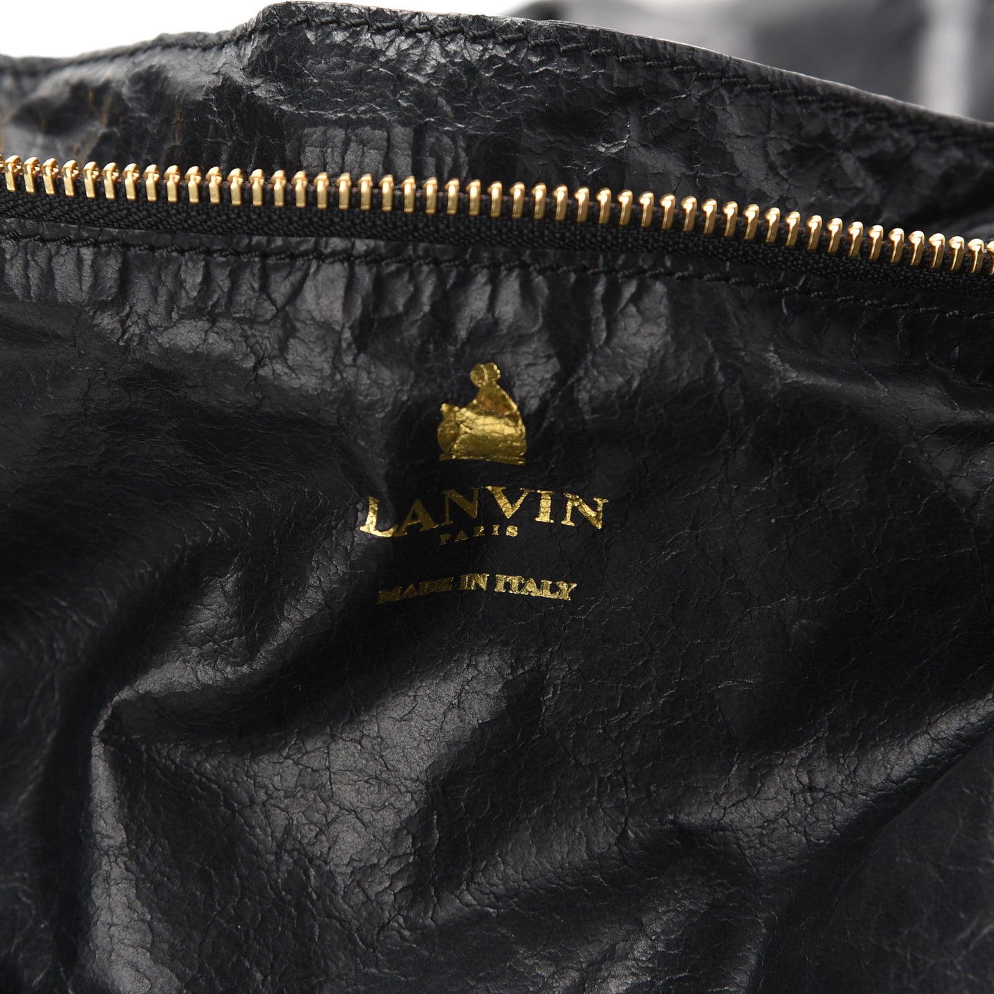 Crinkled Lambskin Paper Bag Tote Black