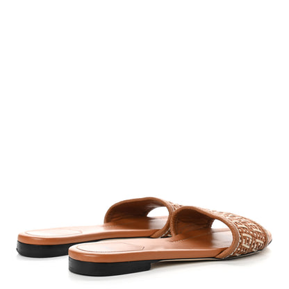 Fendi Calfskin FF Flat Sandals 38.5 Brandy Camelia Naturale 4 of 10