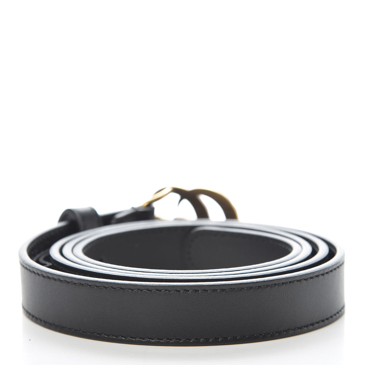 Calfskin Pearl Double G 20mm Belt 100 40 Black Cream