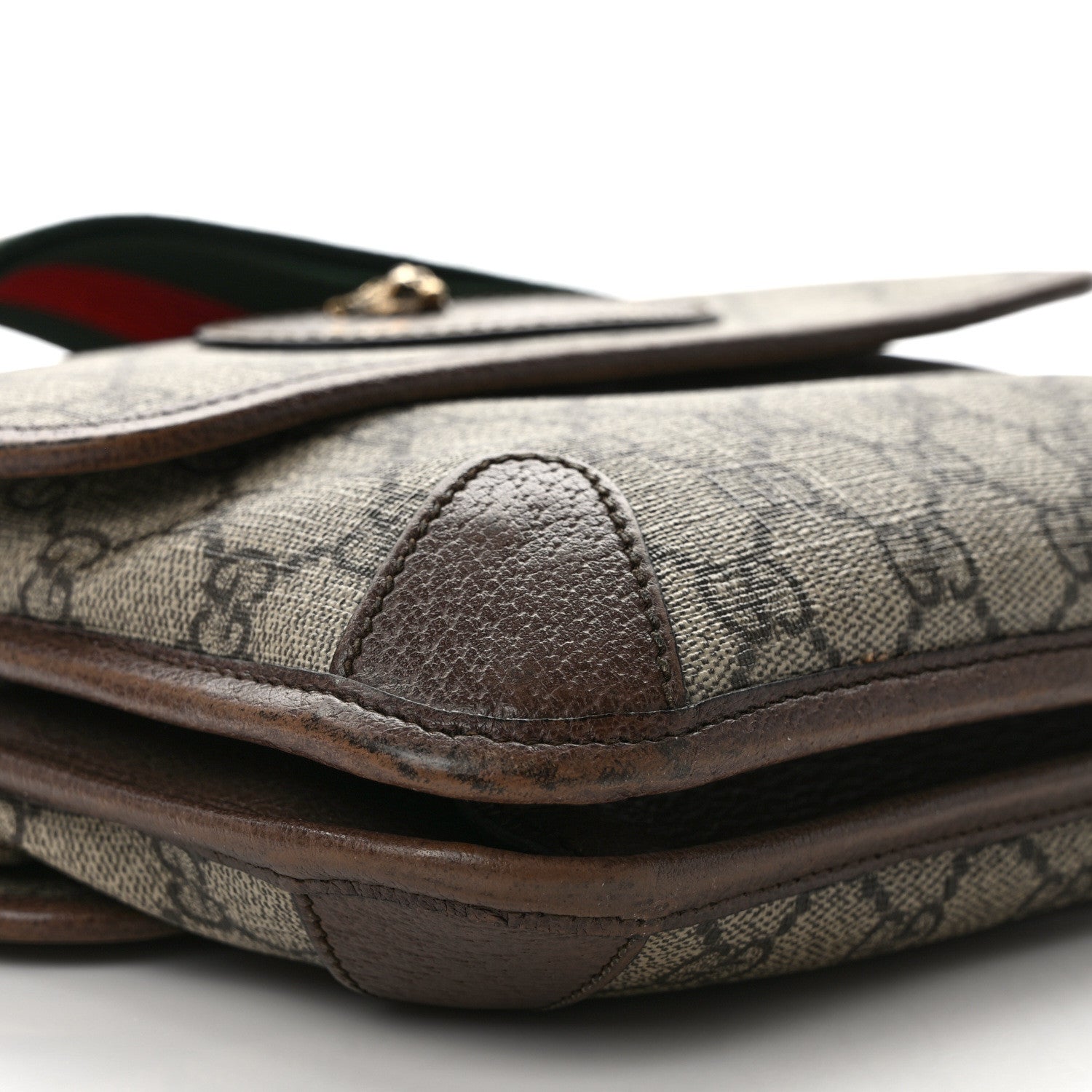 Gucci GG Supreme Monogram Web Small Neo Vintage Double Flap Messenger Bag Beige New Acero 9 of 16
