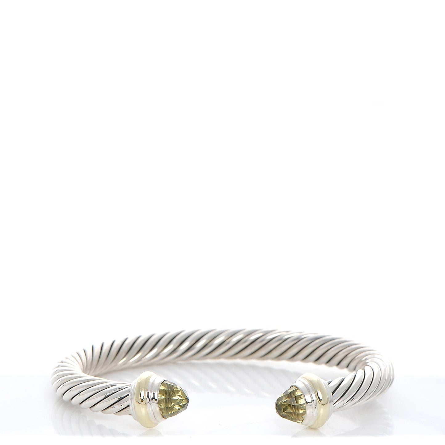 Sterling Silver 14K Yellow Gold Prasiolite 7mm Cable Classics Bracelet