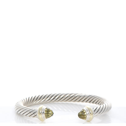David Yurman Sterling Silver 14K Yellow Gold Prasiolite 7mm Cable Classics Bracelet 1 of 4