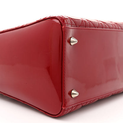 Christian Dior Patent Cannage Medium Lady Dior Red 9 of 13