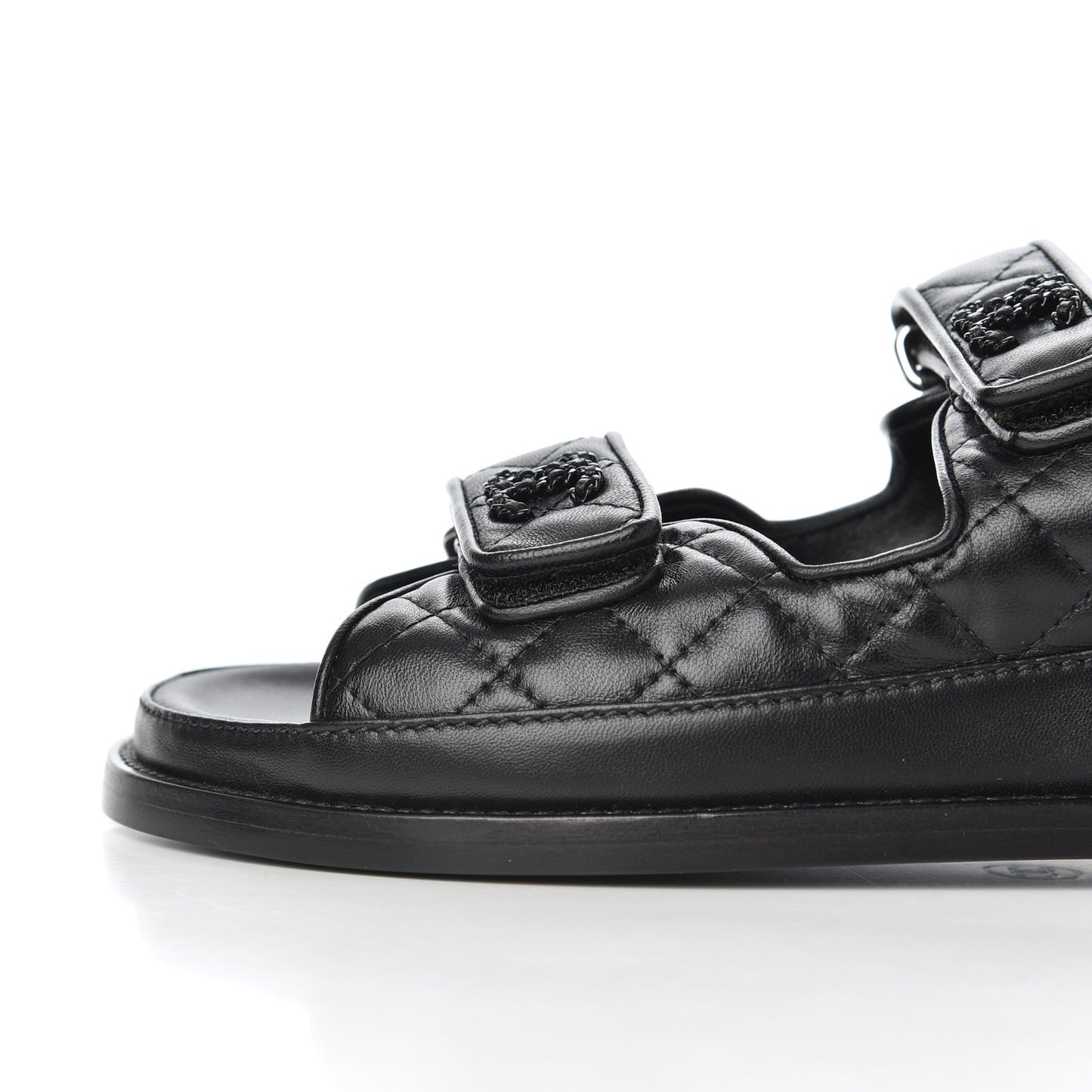 Lambskin Velcro Dad Sandals 38.5 Black