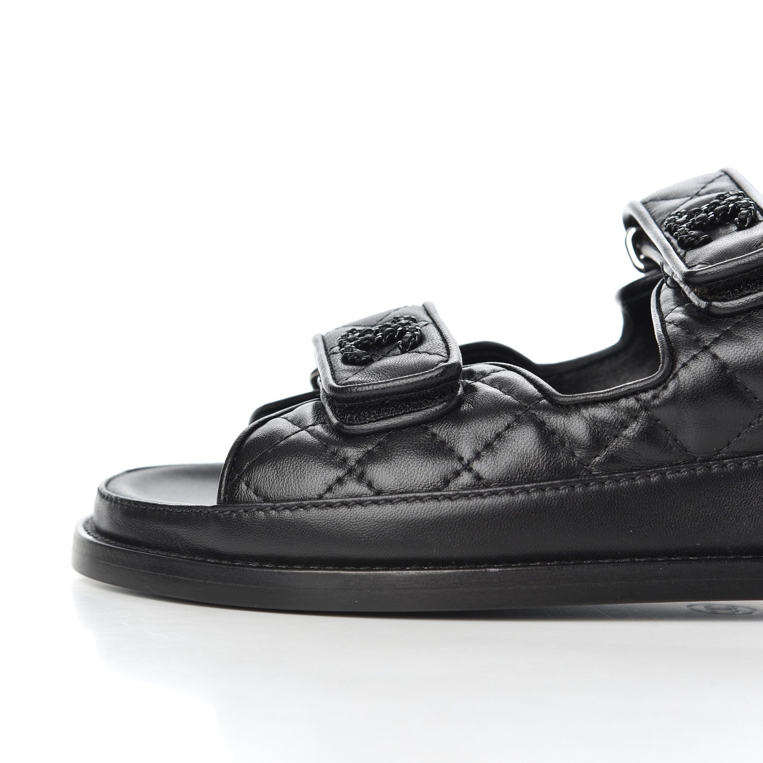 Chanel Lambskin Velcro Dad Sandals 38.5 Black 9 of 16