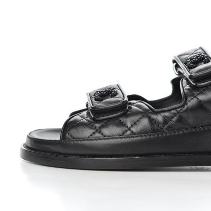 Chanel Lambskin Velcro Dad Sandals 38.5 Black 9 of 16
